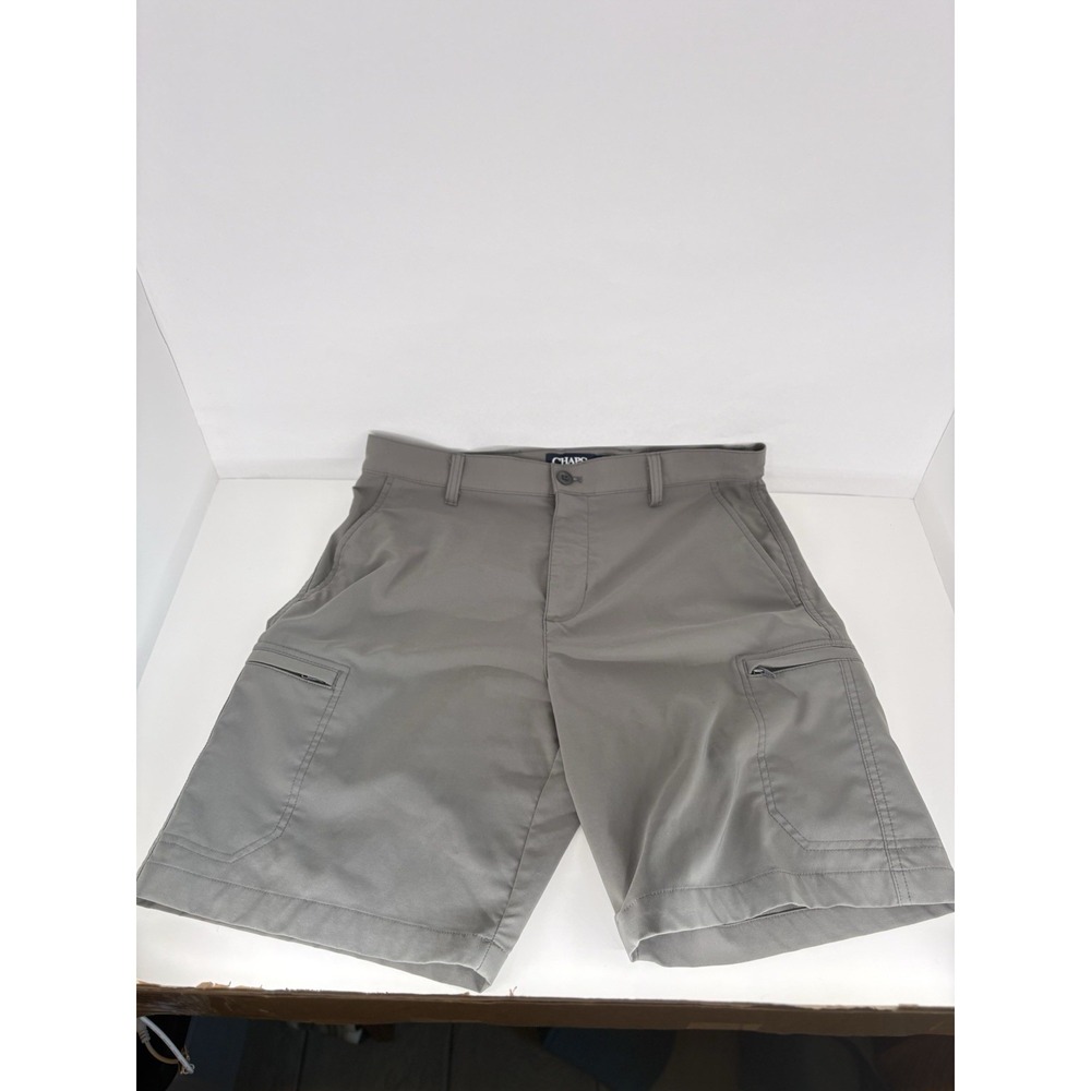 Chaps Golf Shorts Men's 36 Zip Pocket Gray Tech Stretch Flat Front Chino - Picture 4 of 4